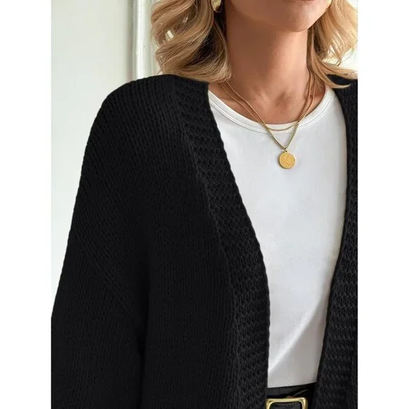 Women Oversized Knit Cardigan Sweater Open Front Long Sleeve Casual - Picture 5 of 6